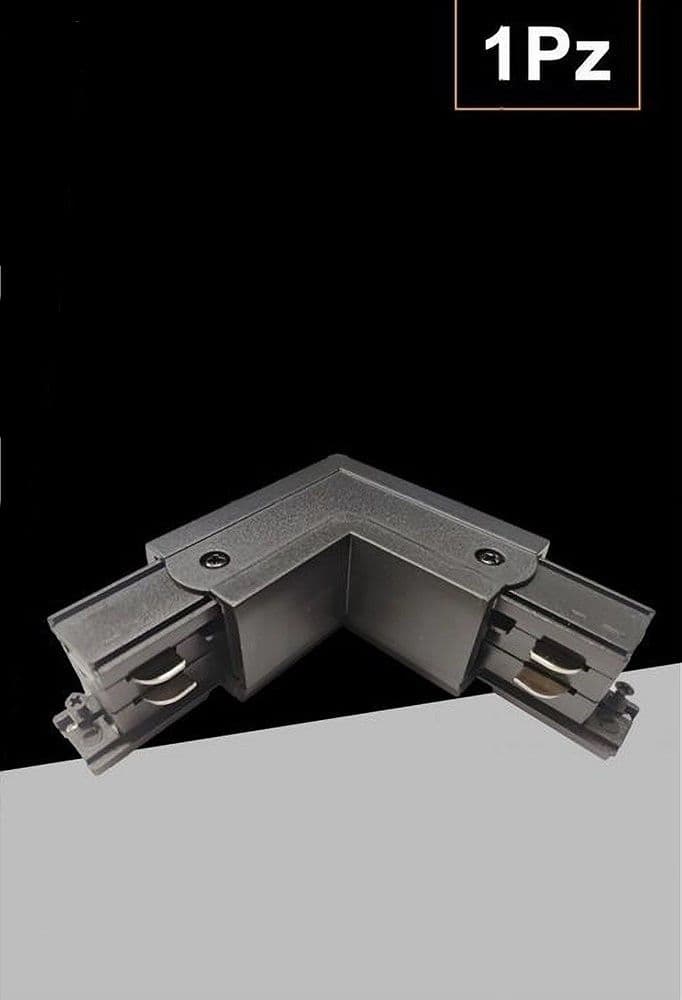 CONNETTORE ANGOLARE TIPO L GIUNTO CURVO BINARIO TRACK TRIFASE BIANCO NERO GF070-L in Teste faretto per sistemi di illuminazione a cavo e su binario Trade Shop italia - Napoli, commercioVirtuoso.it