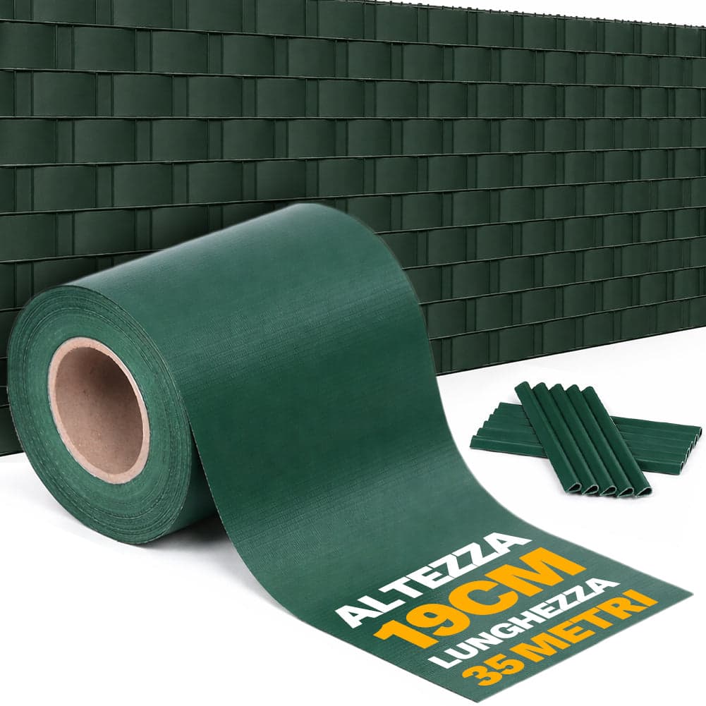 Telo Frangivista in Pvc 19cm x 35mt Oscurante Anti UV per Balcone Giardino Terrazzo Verde in Recinzioni decorative Danyx - Casoria, commercioVirtuoso.it