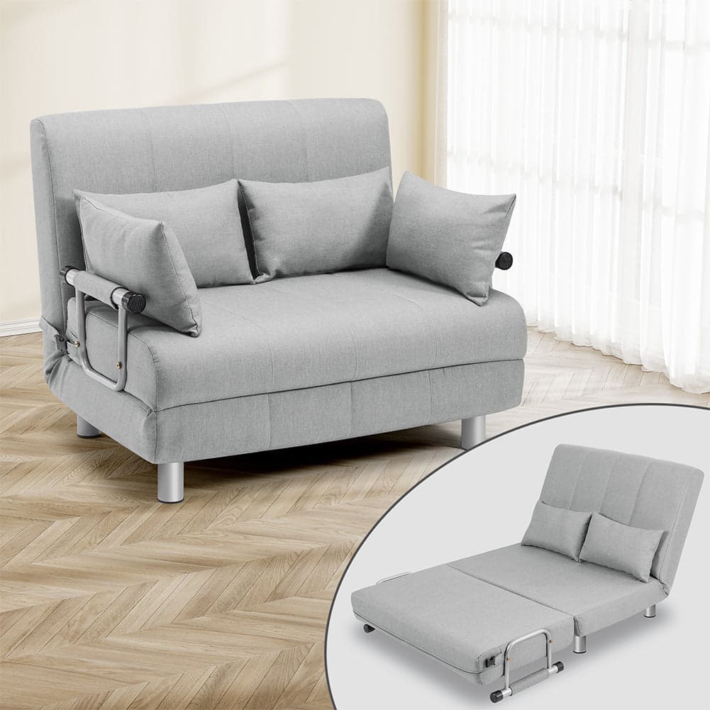 Divano Poltrona Letto 2 Posti Schienale Reclinabile in Metallo e Tessuto Salvaspazio Grigio in Divani Danyx - Casoria, commercioVirtuoso.it