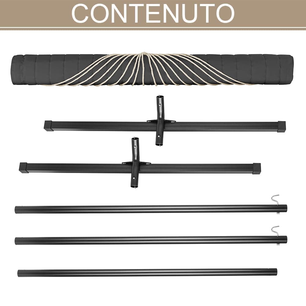 Amaca da Giardino Brasiliana con Cuscino e Supporto in Acciaio, portata 200kg 140x210cm in Amache Danyx - Casoria, commercioVirtuoso.it