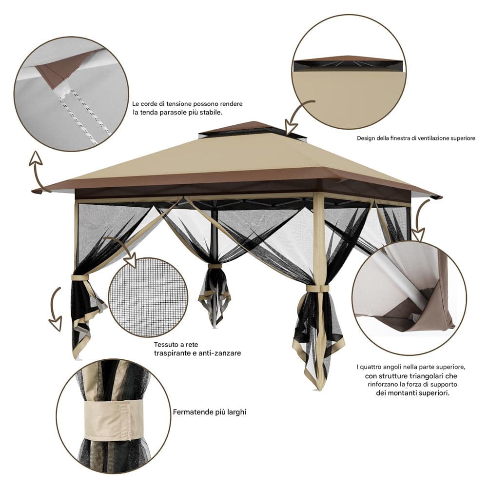 Gazebo Pieghevole 3x3 One Touch 3.6x3.6m Impermeabile upf50+ con Borsa e Zanzariere in Gazebo Danyx - Casoria, commercioVirtuoso.it