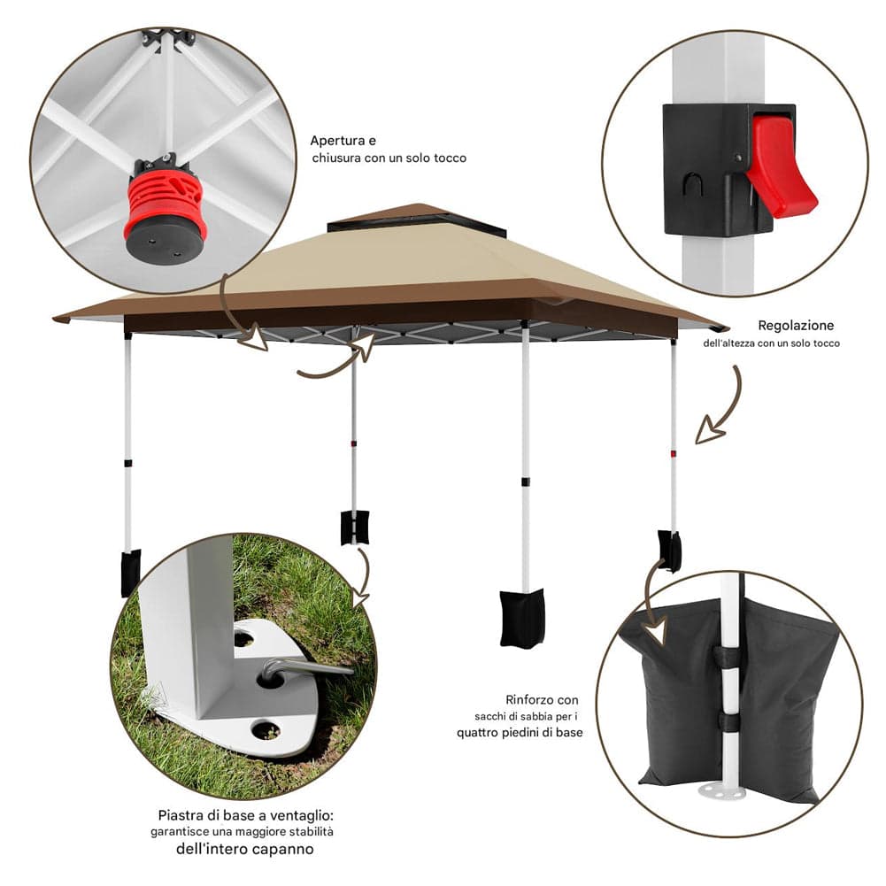 Gazebo Pieghevole 3x3 One Touch 3.6x3.6m Impermeabile upf50+ con Borsa e Zanzariere in Gazebo Danyx - Casoria, commercioVirtuoso.it