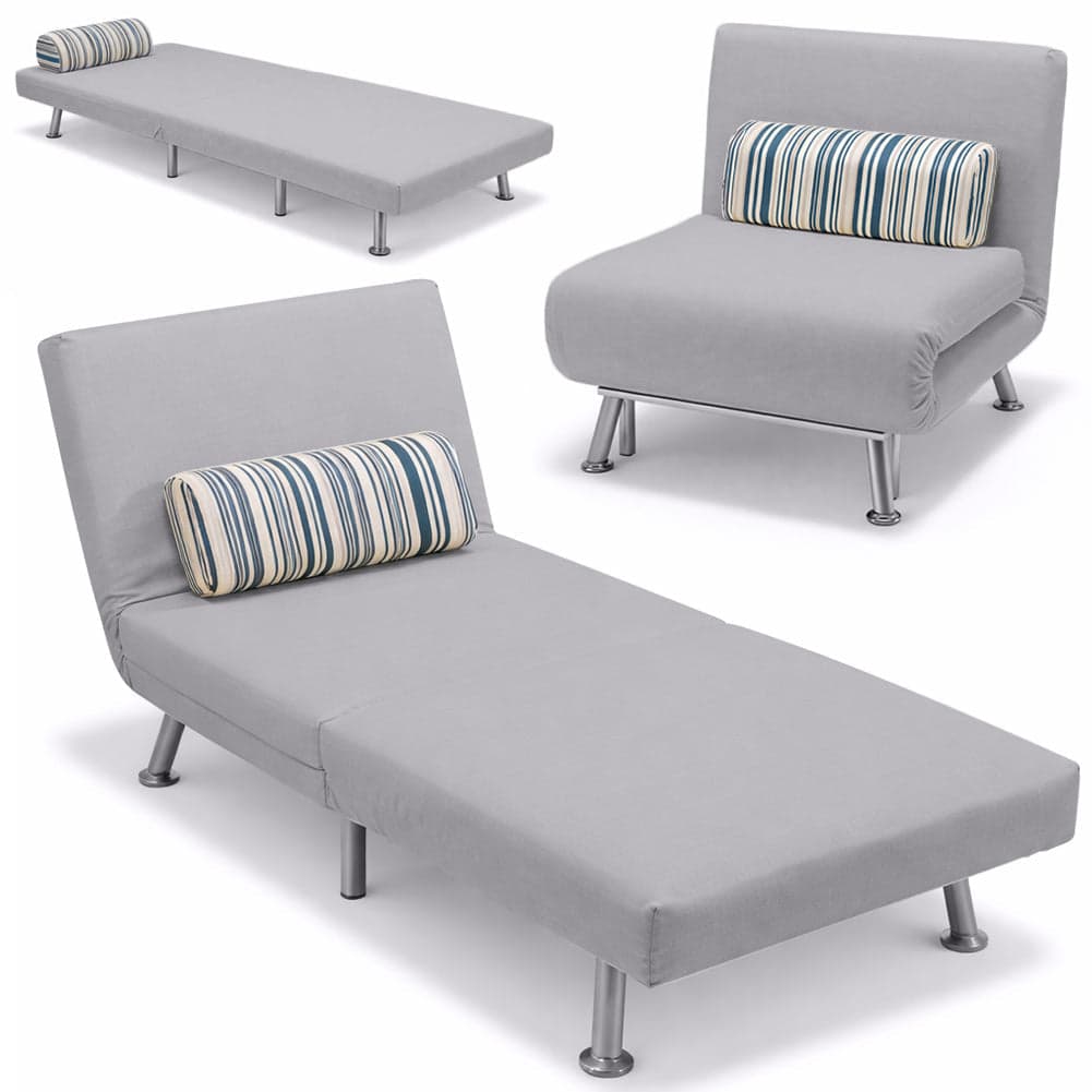 Poltrona Letto 1 Posto Schienale Reclinabile in Metallo e Tessuto 75x73x73 Salvaspazio Grigio Chiaro in Poltrone reclinabili Danyx - Casoria, commercioVirtuoso.it