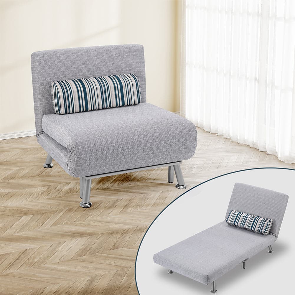 Poltrona Letto 1 Posto Schienale Reclinabile in Metallo e Tessuto 75x73x73 Salvaspazio Grigio Chiaro in Poltrone reclinabili Danyx - Casoria, commercioVirtuoso.it