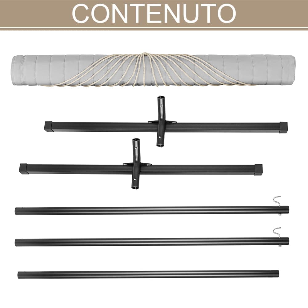 Amaca da Giardino Brasiliana con Cuscino e Supporto in Acciaio, portata 200kg 140x210cm in Amache Danyx - Casoria, commercioVirtuoso.it