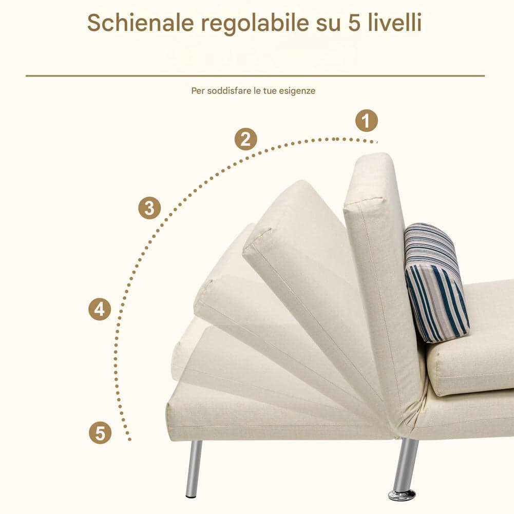 Poltrona Letto 1 Posto Schienale Reclinabile in Metallo e Tessuto 75x73x73 Salvaspazio Crema in Divani Danyx - Casoria, commercioVirtuoso.it