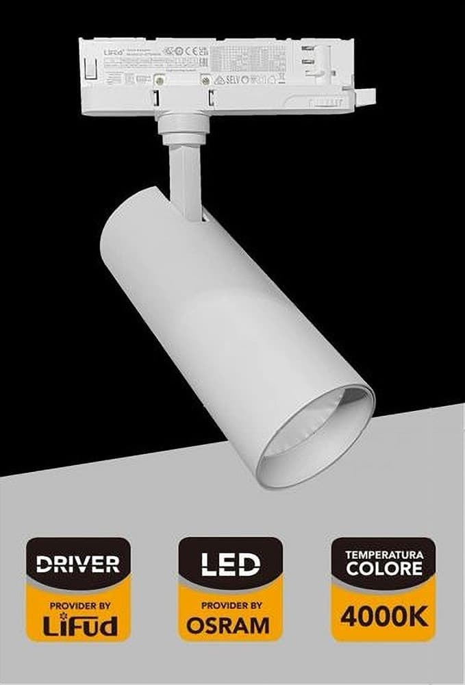 FARETTO LED 30 W BINARIO TRACK TRIFASE FARO LUCE 4000K IP20 NERO BIANCO PT4-30W in Faretti da soffitto Trade Shop italia - Napoli, commercioVirtuoso.it