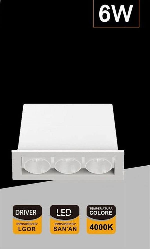 FARETTO LED RETTANGOLARE DA INCASSO 6WATT LUCE 3000K 6000K 4000K MODERNO XTD-3-B in Faretti da soffitto Trade Shop italia - Napoli, commercioVirtuoso.it