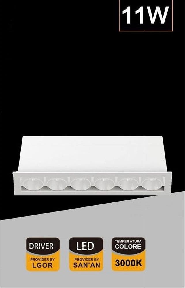 FARETTO LED RETTANGOLARE DA INCASSO BIANCO 11W LUCE CALDA NATURALE FREDDA XTD-6-B in Faretti da soffitto Trade Shop italia - Napoli, commercioVirtuoso.it