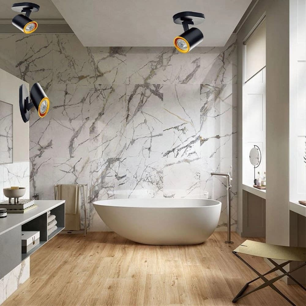 APPLIQUE ORIENTABILE DA SOFFITTO PARETE LAMPADA ATTACCO GU10 BIANCO NERO TH8801 in Faretti da soffitto Trade Shop italia - Napoli, commercioVirtuoso.it