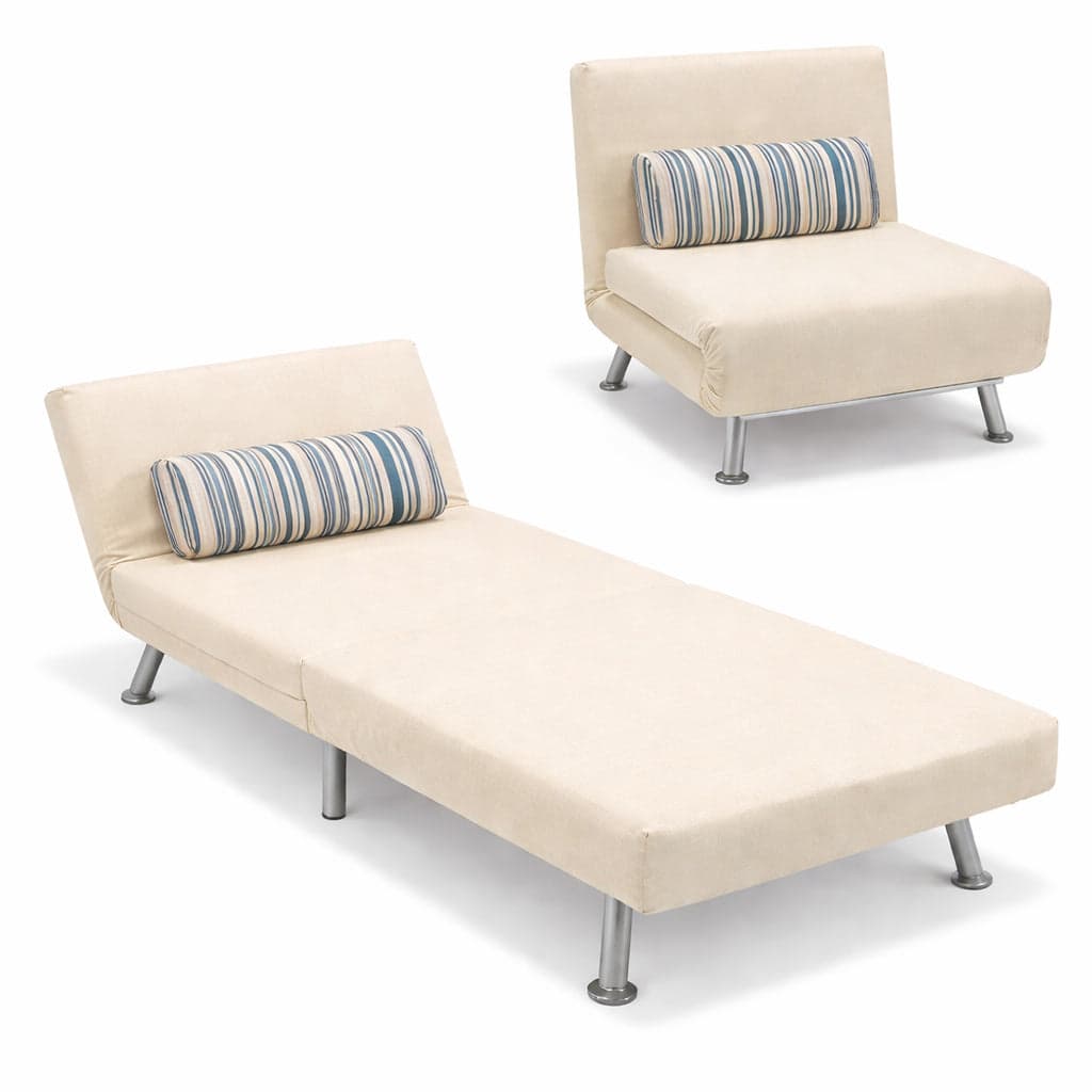 Poltrona Letto 1 Posto Schienale Reclinabile in Metallo e Tessuto 75x73x73 Salvaspazio Crema in Divani Danyx - Casoria, commercioVirtuoso.it