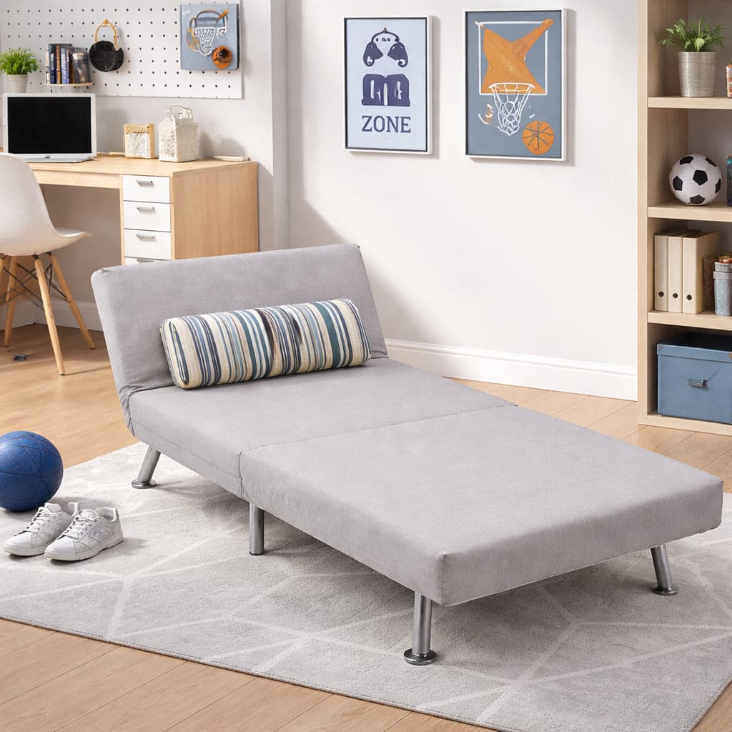 Poltrona Letto 1 Posto Schienale Reclinabile in Metallo e Tessuto 75x73x73 Salvaspazio Grigio Chiaro in Poltrone reclinabili Danyx - Casoria, commercioVirtuoso.it