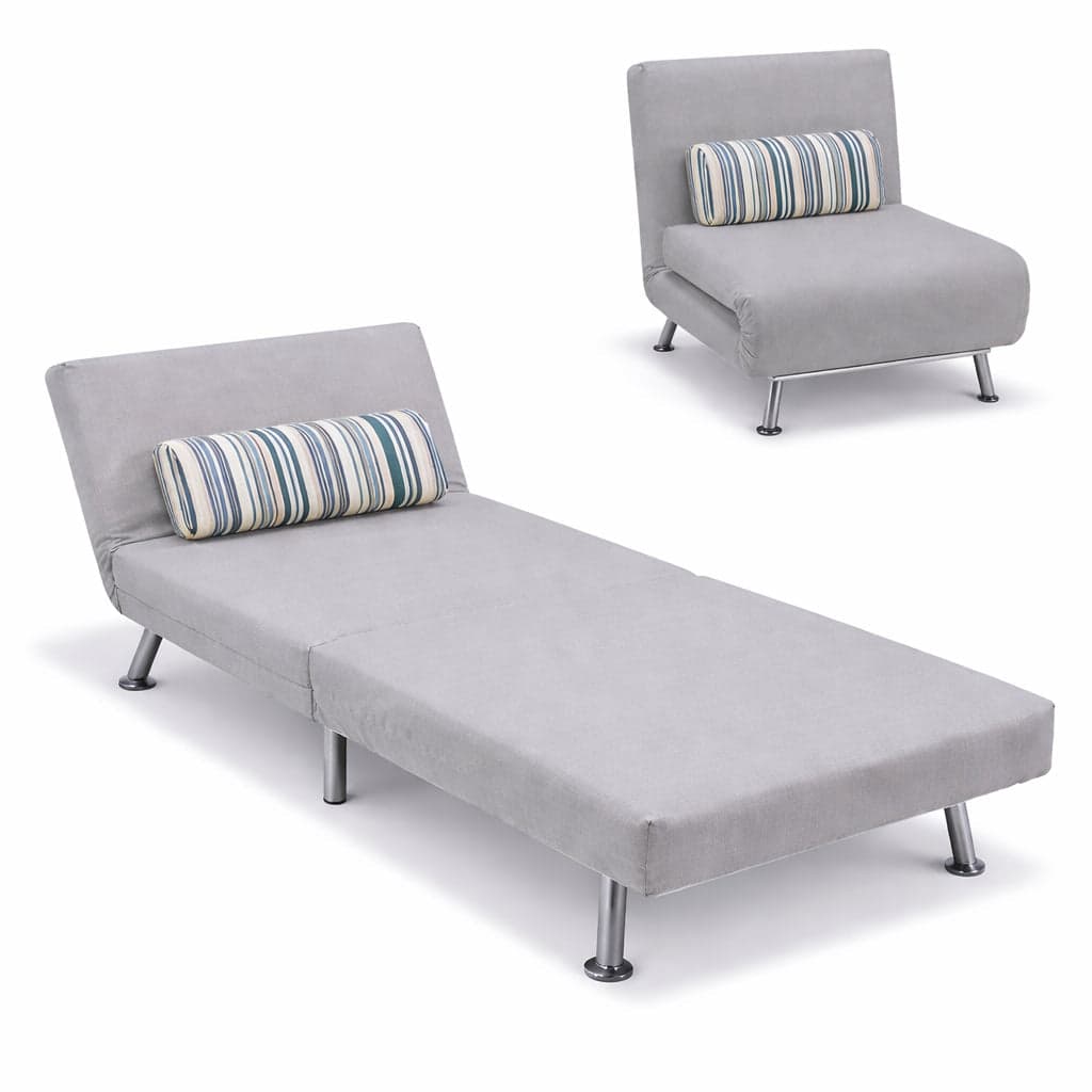 Poltrona Letto 1 Posto Schienale Reclinabile in Metallo e Tessuto 75x73x73 Salvaspazio Grigio Chiaro in Poltrone reclinabili Danyx - Casoria, commercioVirtuoso.it