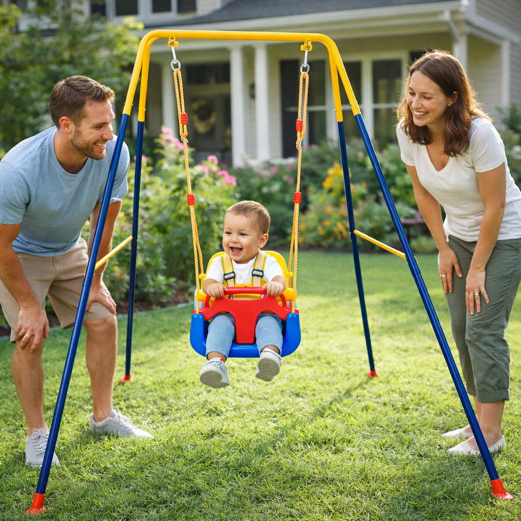 Altalena per Bambini Interno Esterno con Seggiolino in PP e Cinture Sicurezza