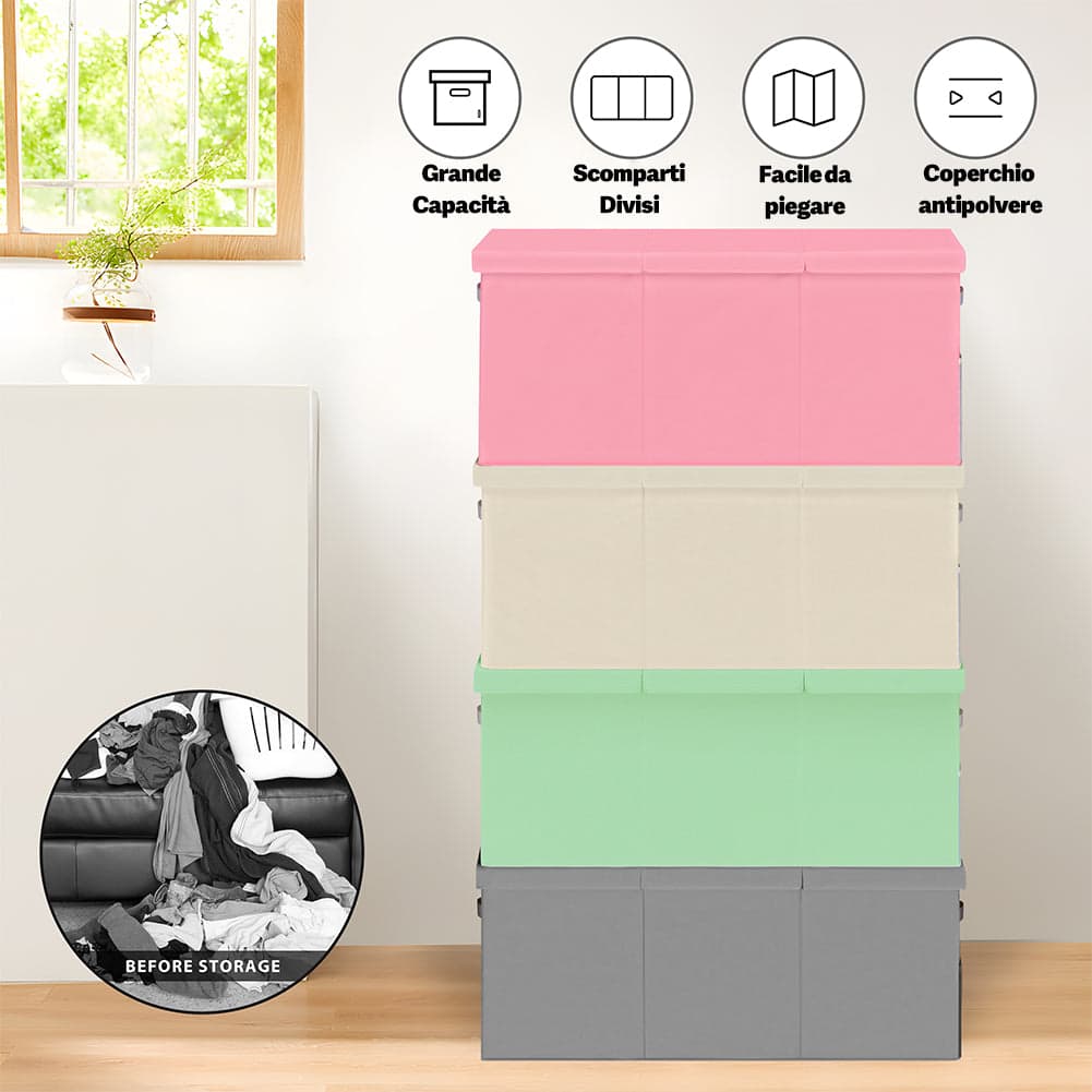 Contenitore Box 3 Scomparti Porta Giocattoli Pieghevole con Coperchio 118LT Organizer Verde in Portagiochi Danyx - Casoria, commercioVirtuoso.it
