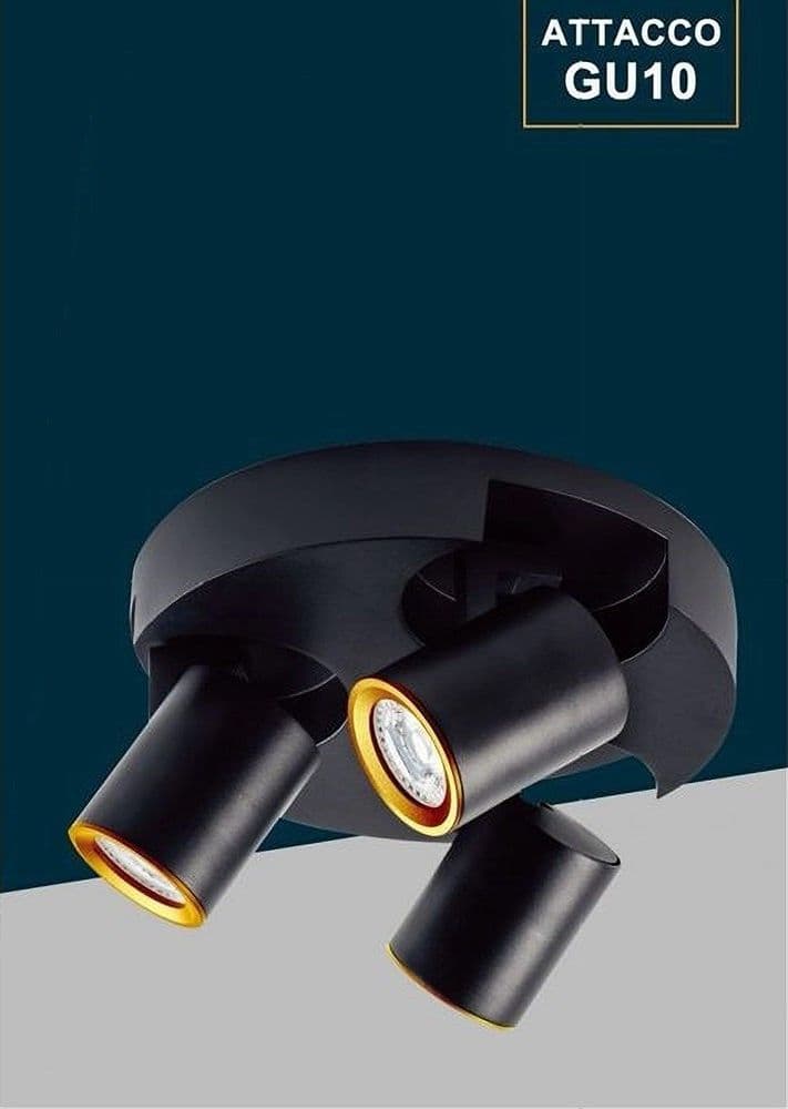 PLAFONIERA 3 DIFFUSORI ORIENTABILE SOFFITTO PARETE TONDA GU10 BIANCO NERO TH8804 in Plafoniere Trade Shop italia - Napoli, commercioVirtuoso.it