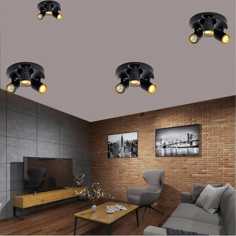 PLAFONIERA 3 DIFFUSORI ORIENTABILE SOFFITTO PARETE TONDA GU10 BIANCO NERO TH8804 in Plafoniere Trade Shop italia - Napoli, commercioVirtuoso.it