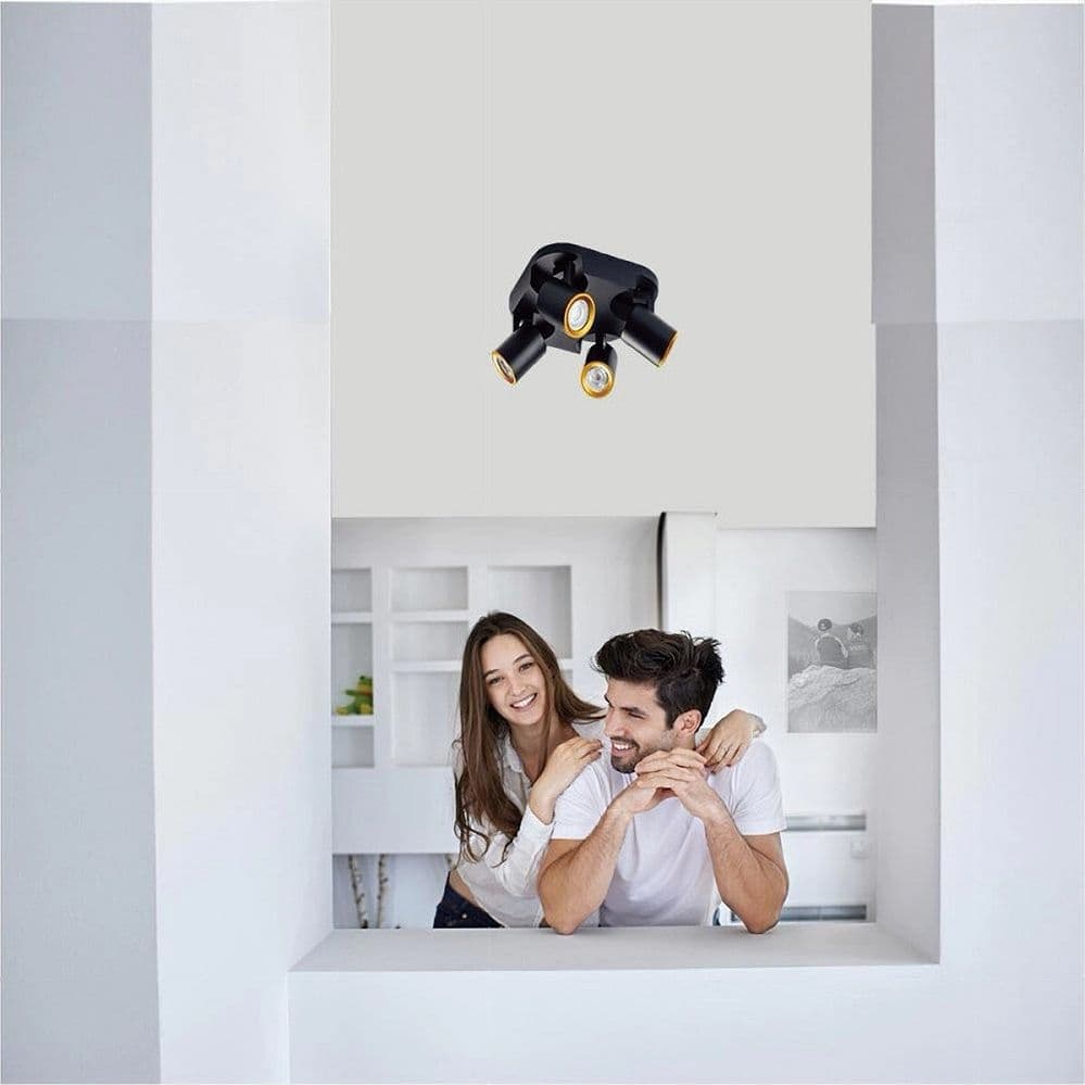 PLAFONIERA 4 DIFFUSORI ORIENTABILE SOFFITTO PARETE LAMPADA GU10 BIANCO NERO TH8805 in Plafoniere Trade Shop italia - Napoli, commercioVirtuoso.it