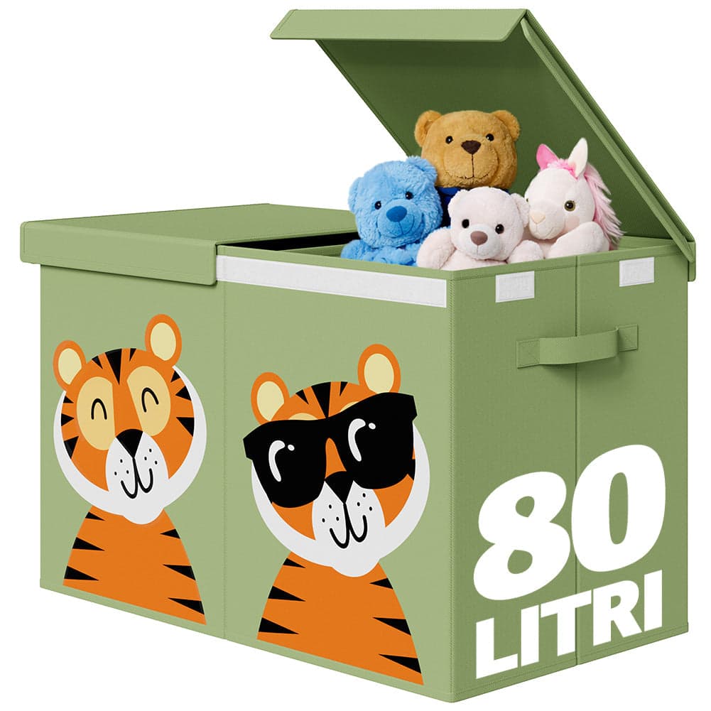 Contenitore Box 2 Scomparti Porta Giocattoli Pieghevole con Coperchio 80LT Organizer Verde in Portagiochi Danyx - Casoria, commercioVirtuoso.it