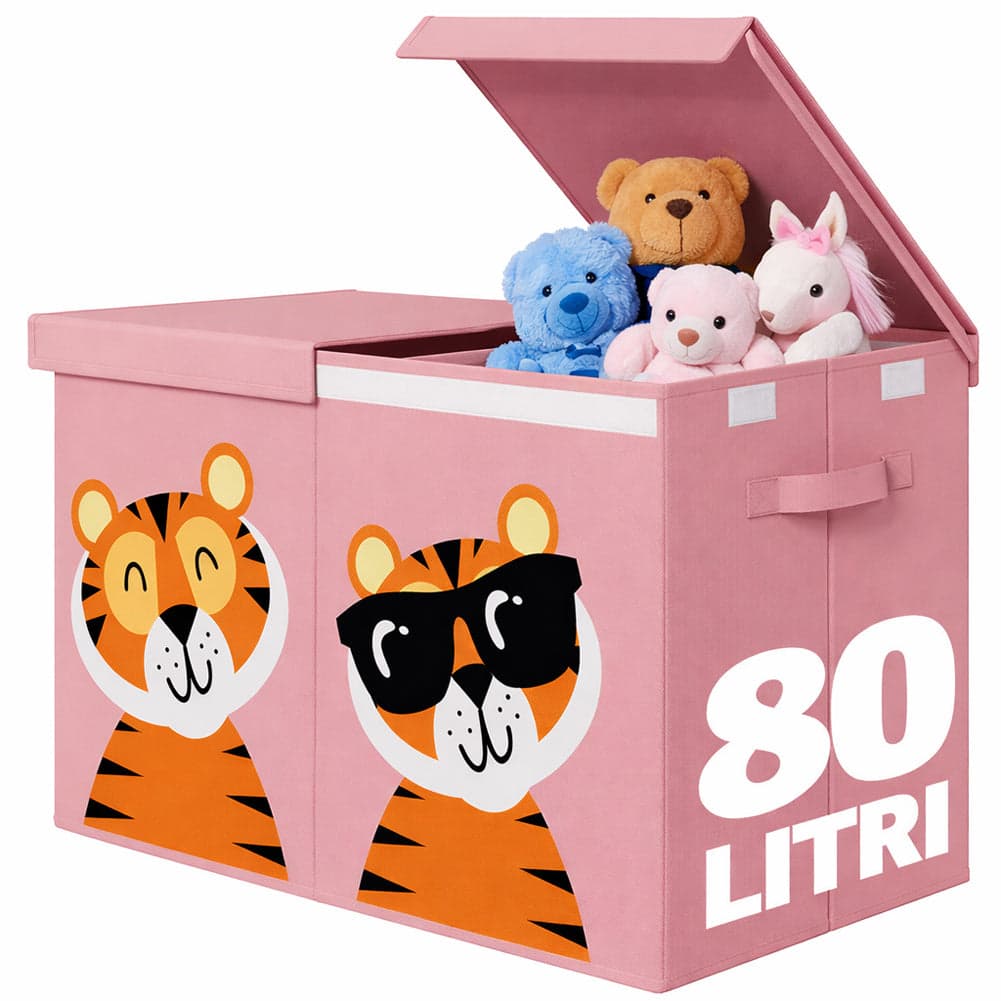 Contenitore Box 2 Scomparti Porta Giocattoli Pieghevole con Coperchio 80LT Organizer Rosa in Portagiochi Danyx - Casoria, commercioVirtuoso.it
