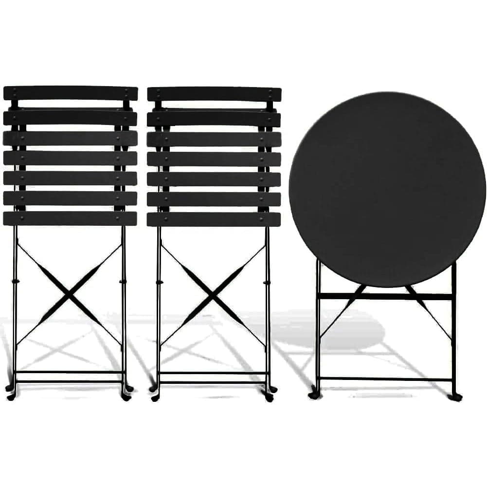 Set 3 pezzi Giardino Tavolo e 2 Sedie Pieghevoli modello Bistrot Salvaspazio Nero in Set di mobili Danyx - Casoria, commercioVirtuoso.it