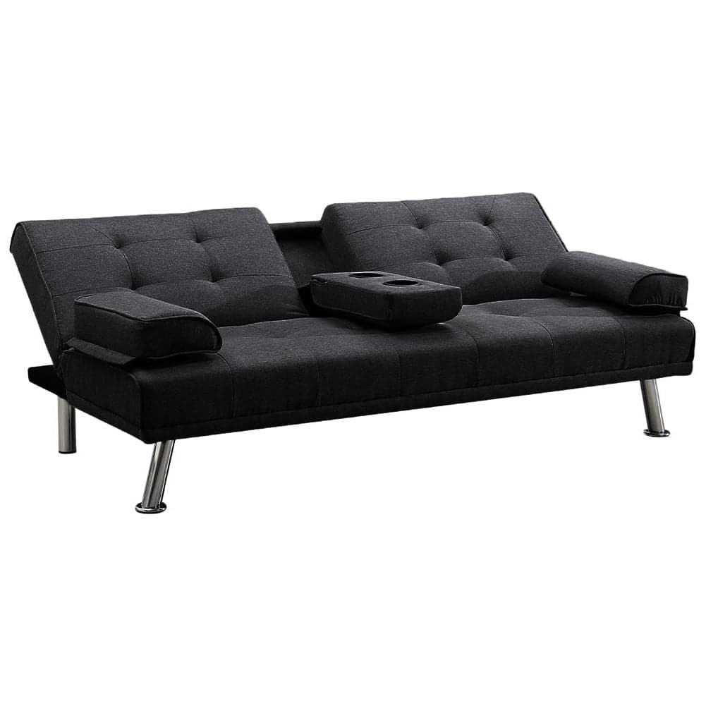 Divano Convertibile Letto 2in1 Portabibite e Cuscini Tessuto Moderno Reclinabile Nero in Divani Danyx - Casoria, commercioVirtuoso.it
