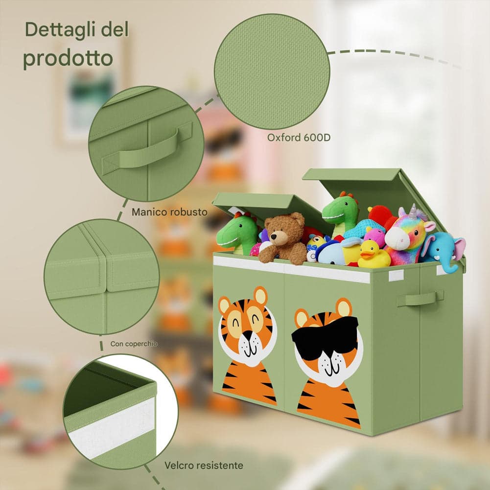 Contenitore Box 2 Scomparti Porta Giocattoli Pieghevole con Coperchio 80LT Organizer Verde in Portagiochi Danyx - Casoria, commercioVirtuoso.it