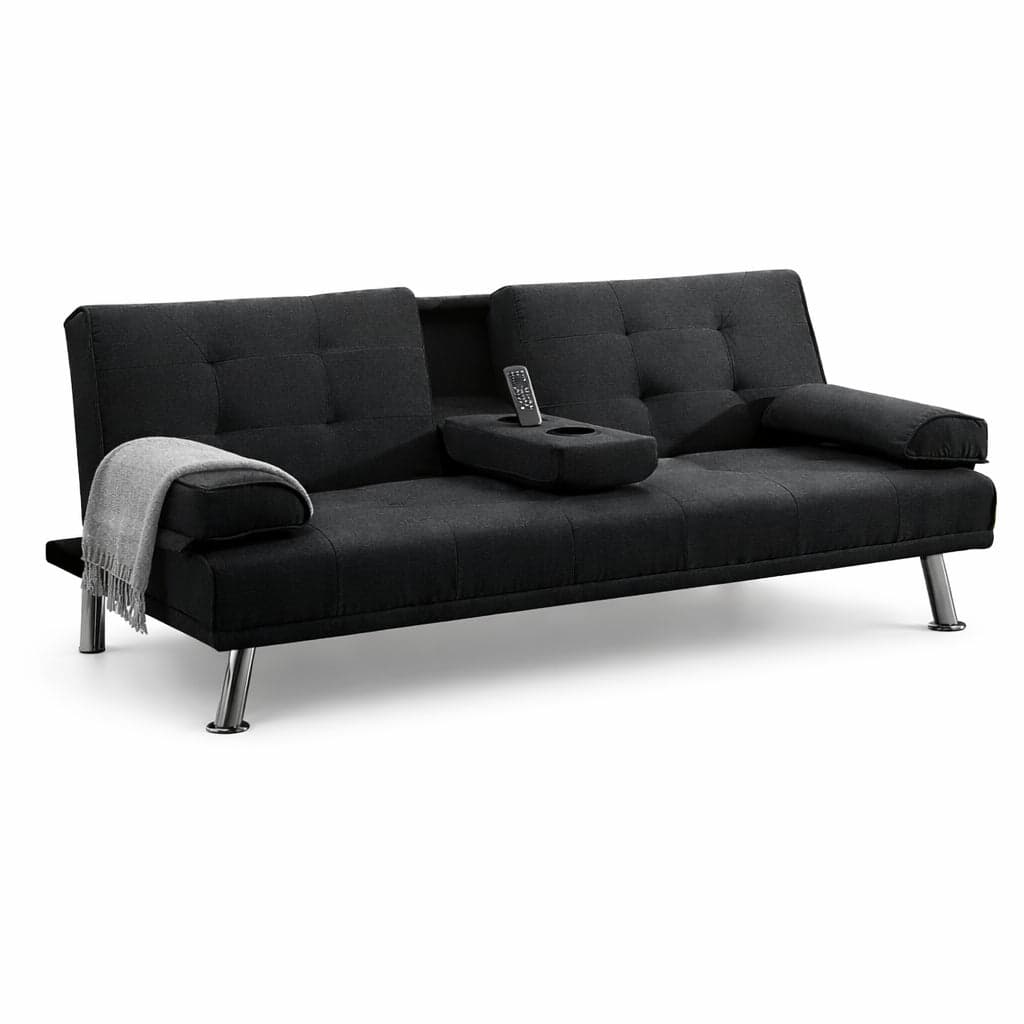 Divano Convertibile Letto 2in1 Portabibite e Cuscini Tessuto Moderno Reclinabile Nero in Divani Danyx - Casoria, commercioVirtuoso.it