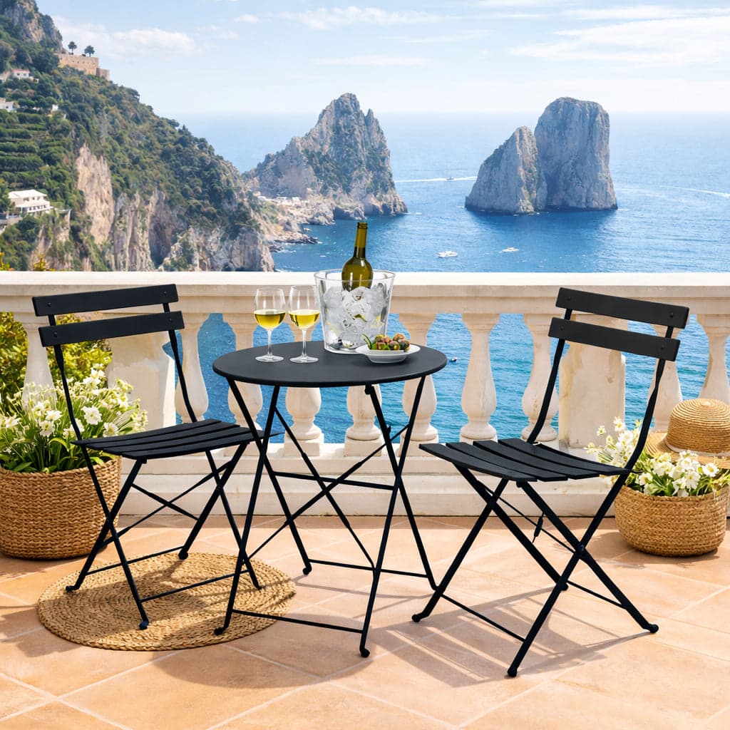 Set 3 pezzi Giardino Tavolo e 2 Sedie Pieghevoli modello Bistrot Salvaspazio Nero in Set di mobili Danyx - Casoria, commercioVirtuoso.it