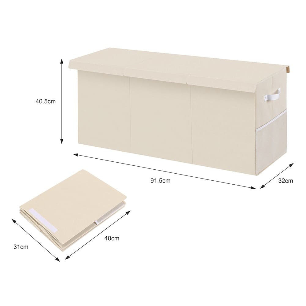 Contenitore Box 3 Scomparti Porta Giocattoli Pieghevole con Coperchio 118LT Organizer Beige in Portagiochi Danyx - Casoria, commercioVirtuoso.it