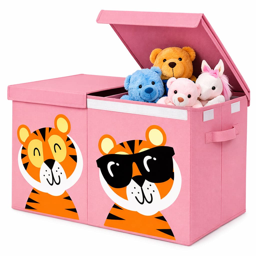 Contenitore Box 2 Scomparti Porta Giocattoli Pieghevole con Coperchio 80LT Organizer Rosa in Portagiochi Danyx - Casoria, commercioVirtuoso.it