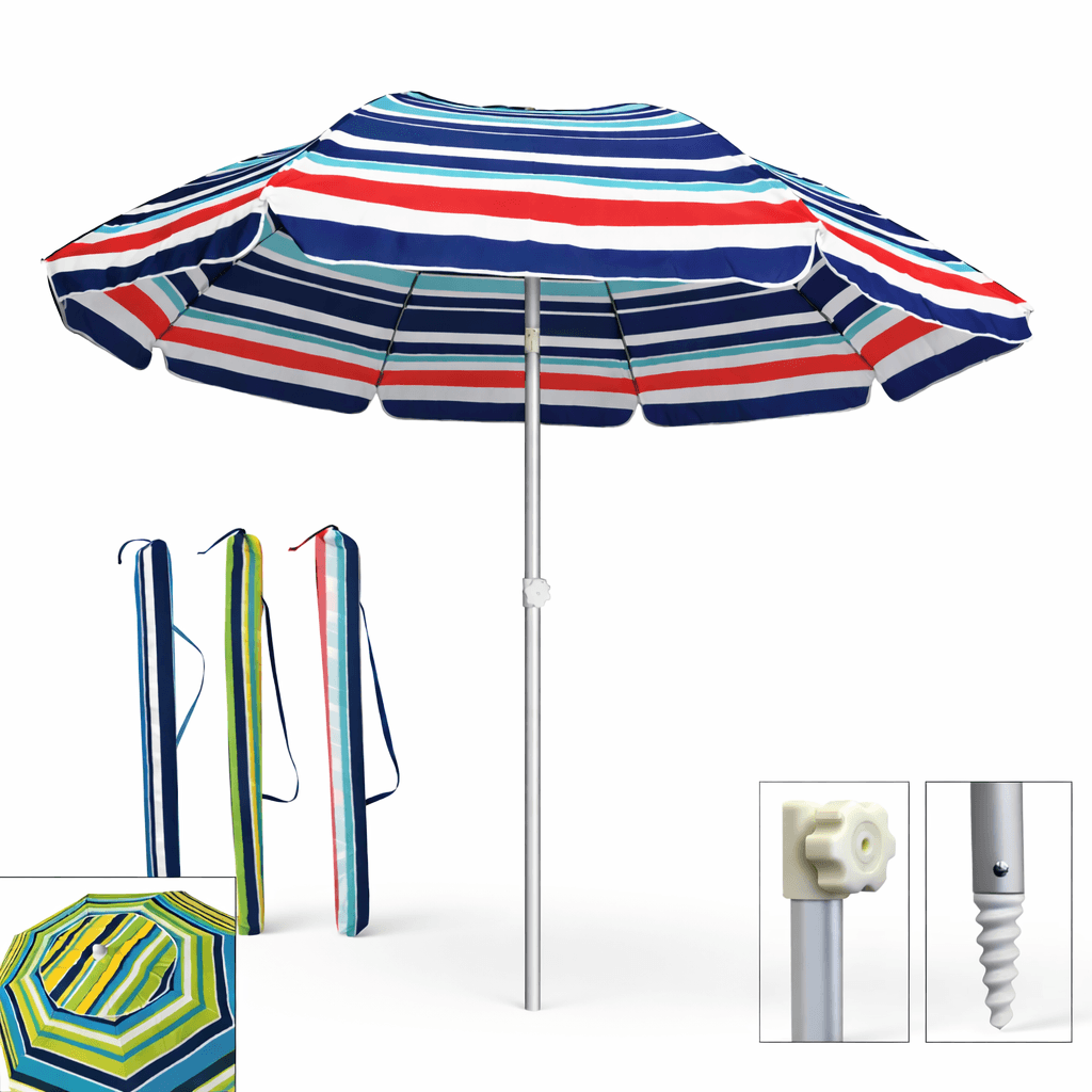 Ombrellone Mare Spiaggia 200 cm Antivento Alluminio UV50+ Inclinabile con Custodia e Trivella in Autocategorizzazione Danyx - Casoria, commercioVirtuoso.it