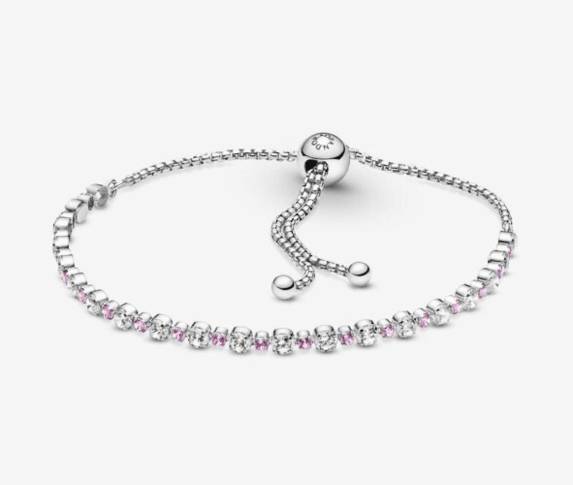 Pandora Bracciale scintillante rosa e bianco con chiusura regolabile in Bracciali Alba Gioielli - Casoria, commercioVirtuoso.it
