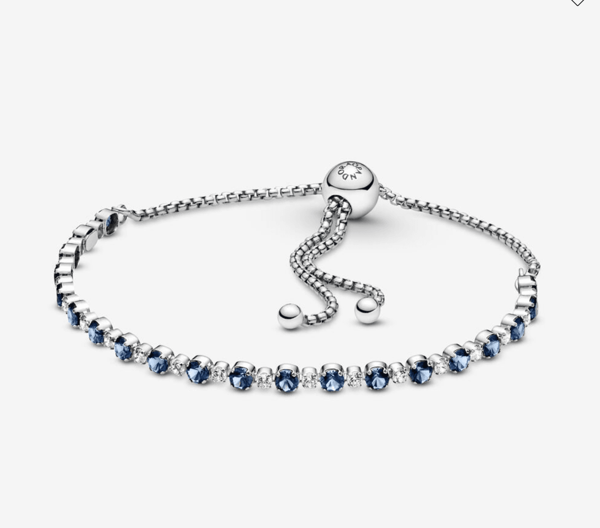 Pandora Bracciale blu scintillante con chiusura regolabile
