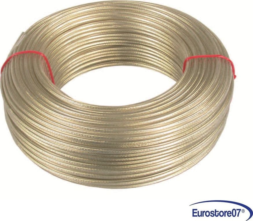 CAVETTO ACCIAIO OTTONATO RIVESTITO IN PVC TRASPARENTE mm. 6 - mt. 100 in prodotto EuroStore07 - Alatri, commercioVirtuoso.it