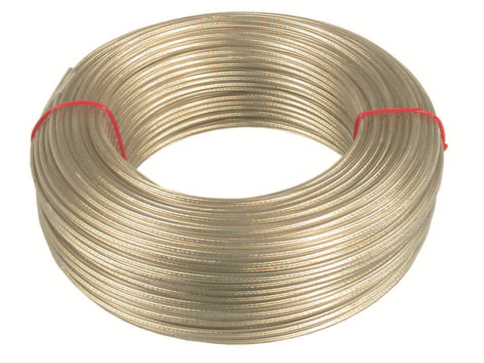 CAVETTO ACCIAIO OTTONATO RIVESTITO IN PVC TRASPARENTE mm. 5 - mt. 100 in prodotto EuroStore07 - Alatri, commercioVirtuoso.it