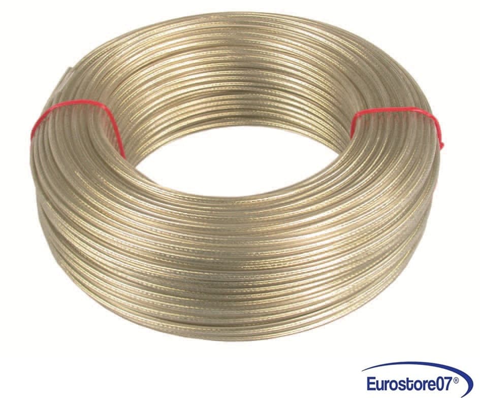 CAVETTO ACCIAIO OTTONATO RIVESTITO IN PVC TRASPARENTE mm. 5 - mt. 100 in prodotto EuroStore07 - Alatri, commercioVirtuoso.it