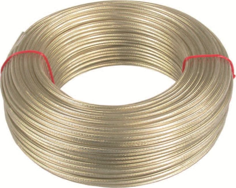 CAVETTO ACCIAIO OTTONATO RIVESTITO IN PVC TRASPARENTE mm. 8 - mt. 100 in prodotto EuroStore07 - Alatri, commercioVirtuoso.it