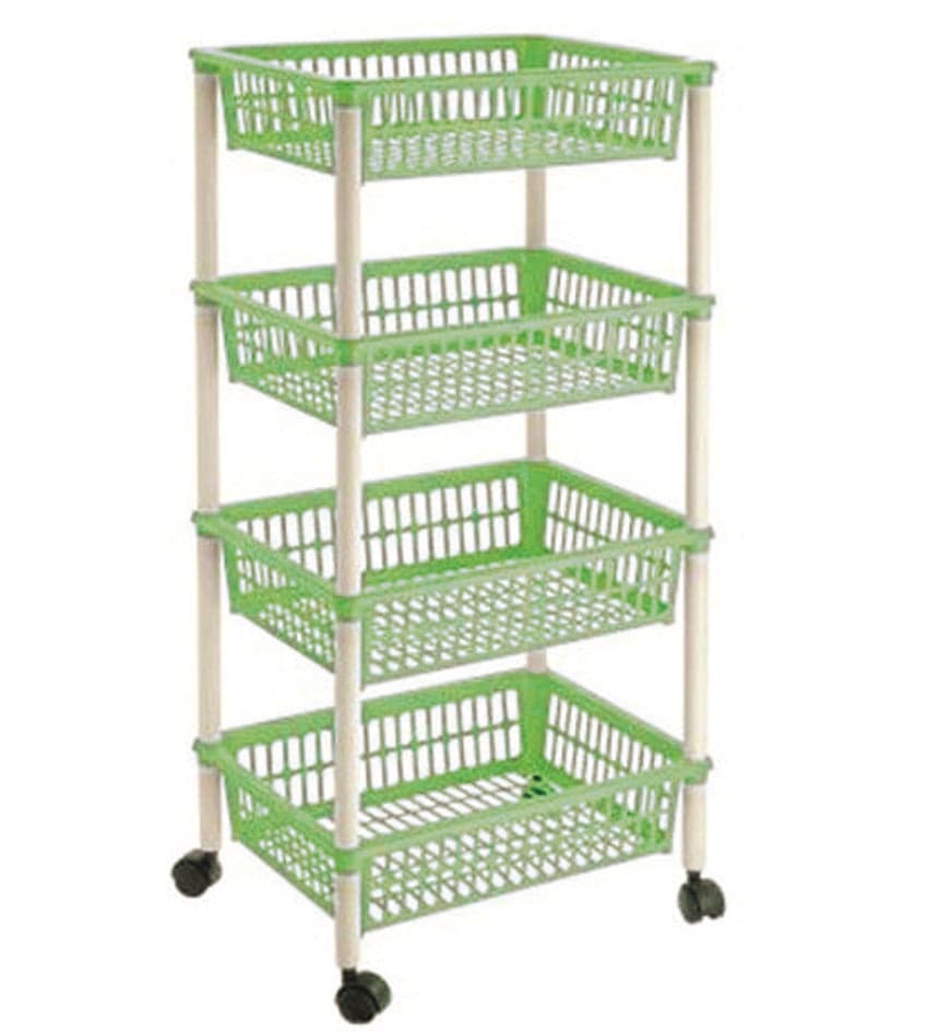 CARRELLO PORTA FRUTTA 4 PIANI PLASTICA RUOTE VARI COLORI CM.40X29X85H FER 331036 in prodotto EuroStore07 - Alatri, commercioVirtuoso.it
