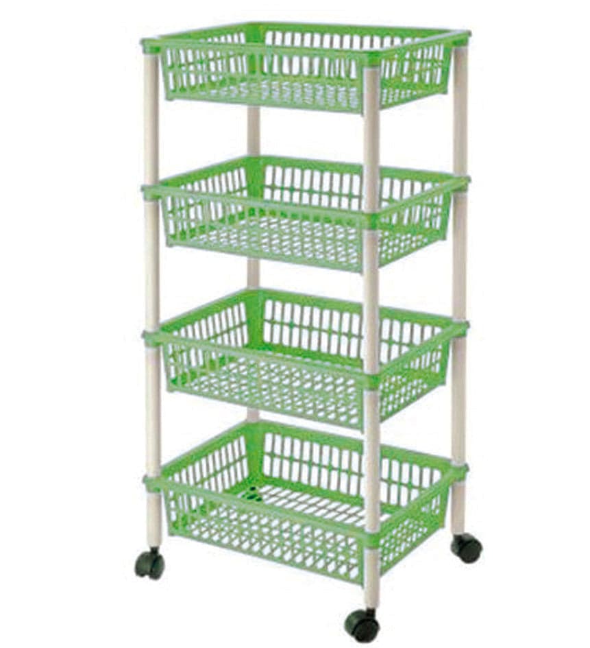 CARRELLO PORTA FRUTTA 4 PIANI PLASTICA RUOTE VARI COLORI CM.40X29X85H FER 331036 in prodotto EuroStore07 - Alatri, commercioVirtuoso.it