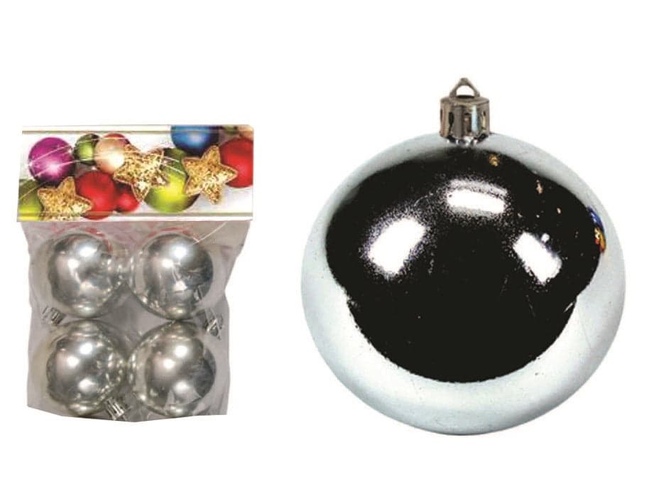 SFERE LISCE COLORE ARGENTO in plastica lucida mm.55 in confezione da 4 pezzi in prodotto EuroStore07 - Alatri, commercioVirtuoso.it