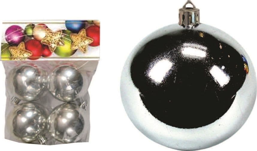 SFERE LISCE COLORE ARGENTO in plastica lucida mm.55 in confezione da 4 pezzi in prodotto EuroStore07 - Alatri, commercioVirtuoso.it