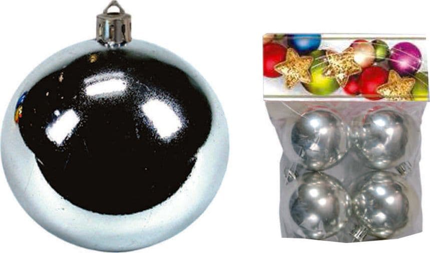 SFERE LISCE COLORE ARGENTO in plastica lucida mm.55 in confezione da 4 pezzi in prodotto EuroStore07 - Alatri, commercioVirtuoso.it