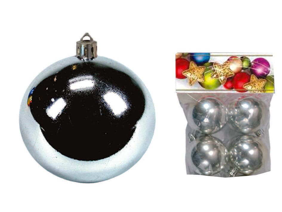 SFERE LISCE COLORE ARGENTO in plastica lucida mm.55 in confezione da 4 pezzi in prodotto EuroStore07 - Alatri, commercioVirtuoso.it