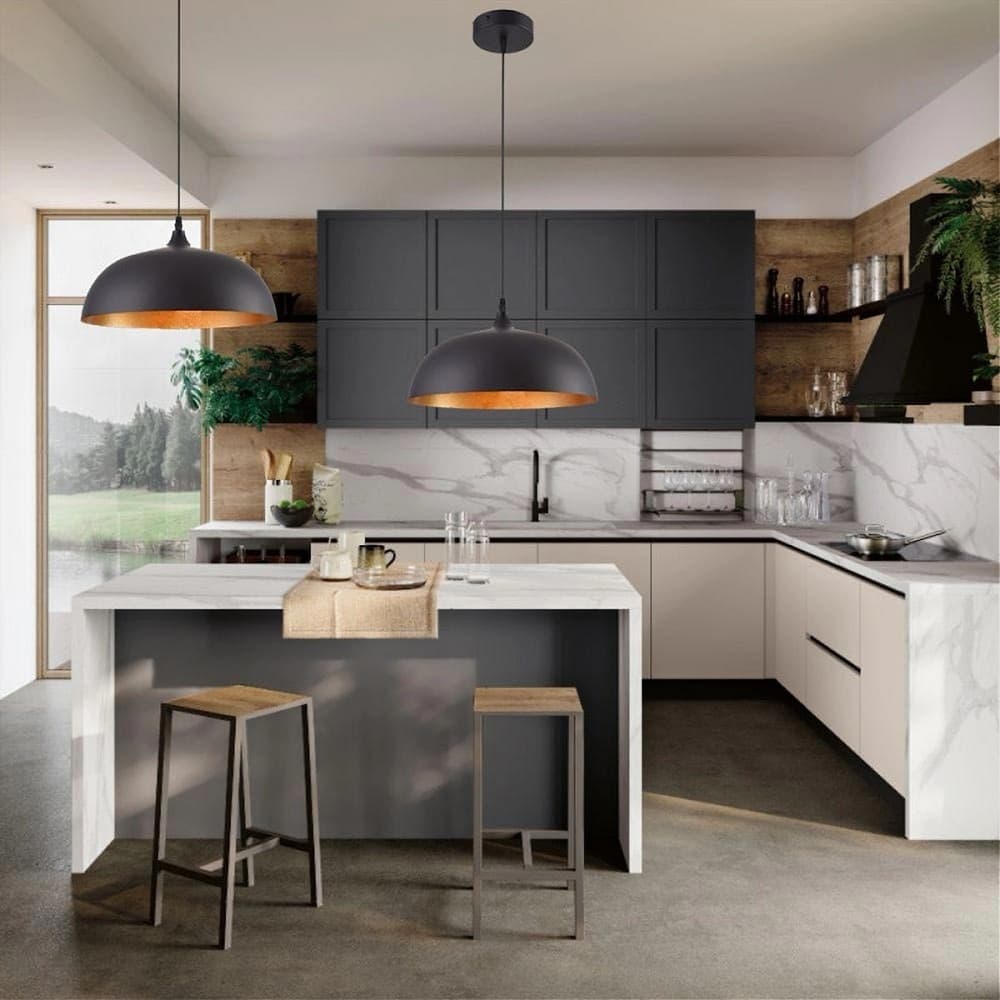 LAMPADARIO A SOSPENSIONE SOFFITTO E27 FERRO PARALUME MODERNO ELEGANTE CUPOLA B90 in Lampade a sospensione Trade Shop italia - Napoli, commercioVirtuoso.it