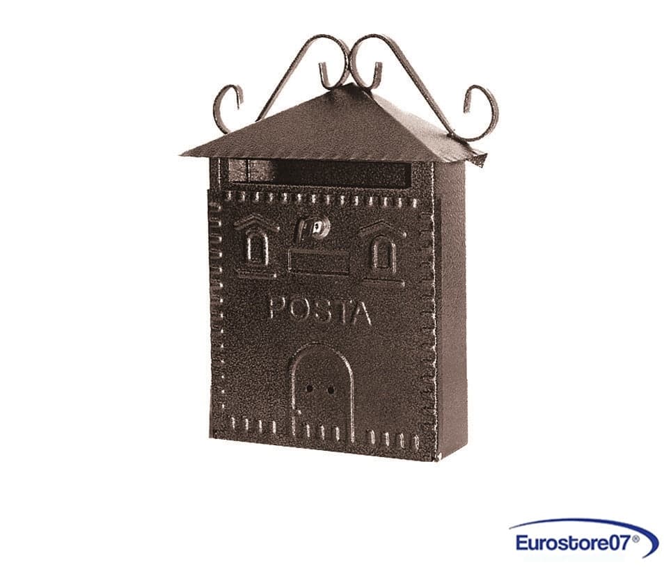 cassetta posta postale rustica cm.30x10x36h. In ferro battuto verniciata nera