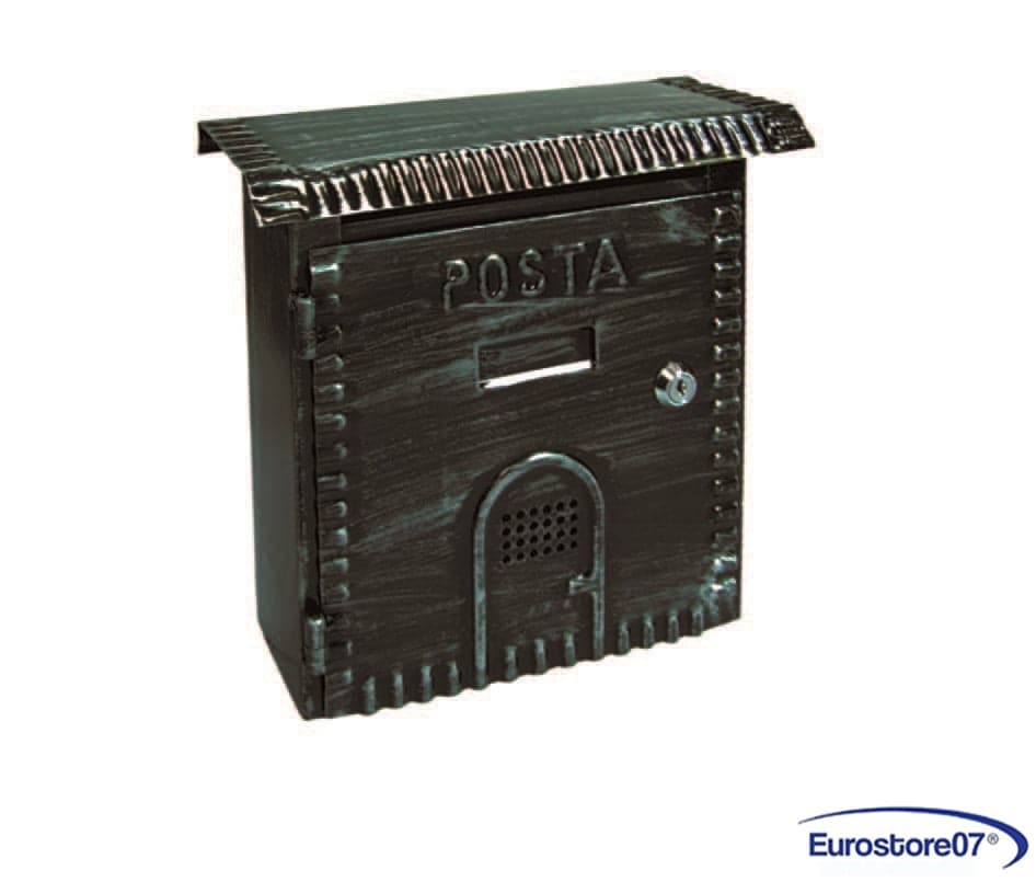 cassetta posta postale rustica tipo medio - cm.26x9x26h. Nera ferro battuto