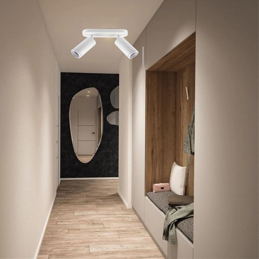 APPLIQUE PLAFONIERA ORIENTABILE DA SOFFITTO PARETE 2 DIFFUSORI LAMPADA GU10 TS-2 in Faretti da soffitto Trade Shop italia - Napoli, commercioVirtuoso.it