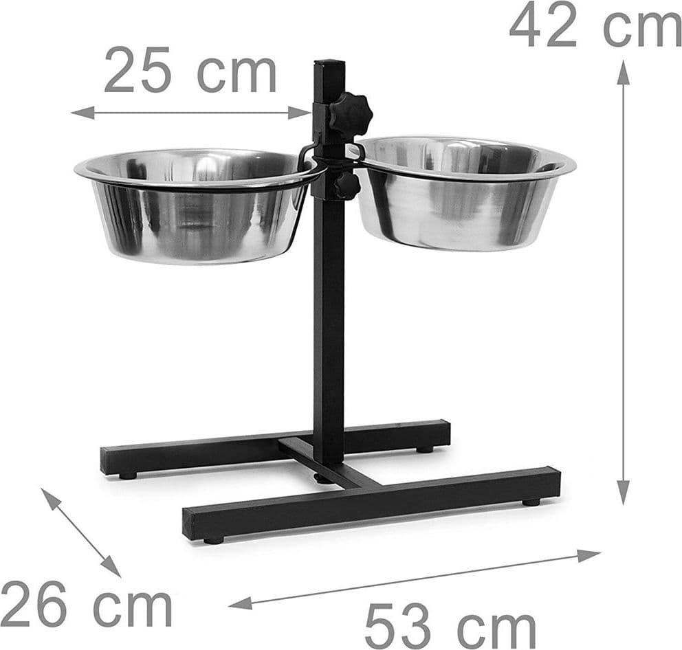 CIOTOLA DOPPIA CANI CON SUPPORTO REGOLABILE 2 SCODELLE ACCIAIO STRUTTURA METALLO in Ciotole rialzate Trade Shop italia - Napoli, commercioVirtuoso.it