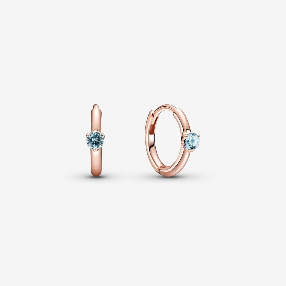 Pandora - Orecchini a cerchio con solitario azzurro